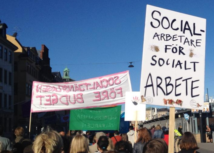 Socialarbetare i protest, Stockholm 2013.