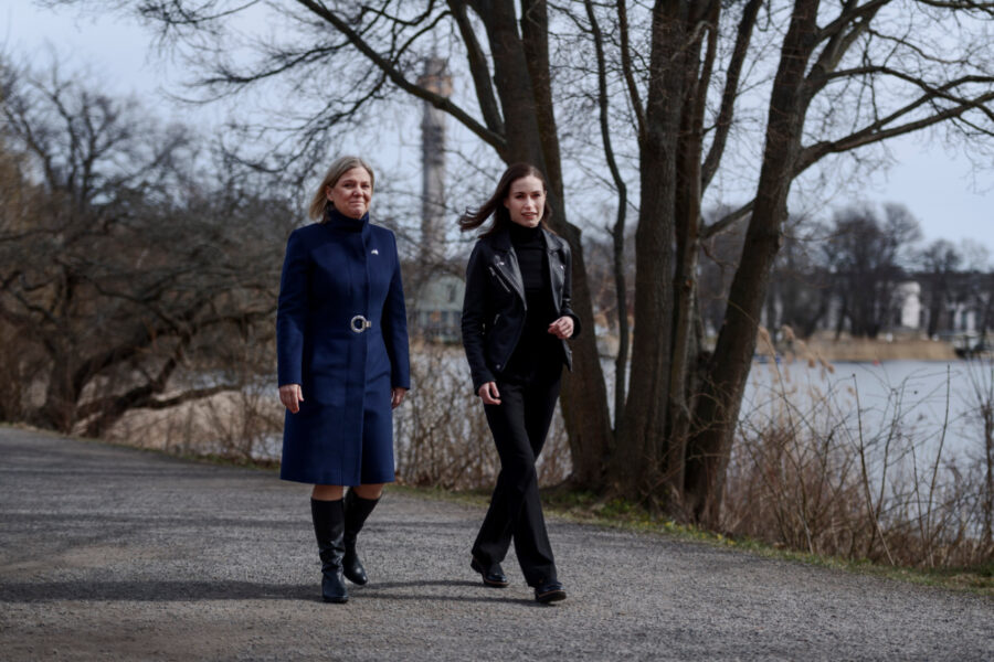 Statsministern Magdalena Andersson tar emot Finlands statsminister Sanna Marin vid Villa Bonnier inför Natobesked.