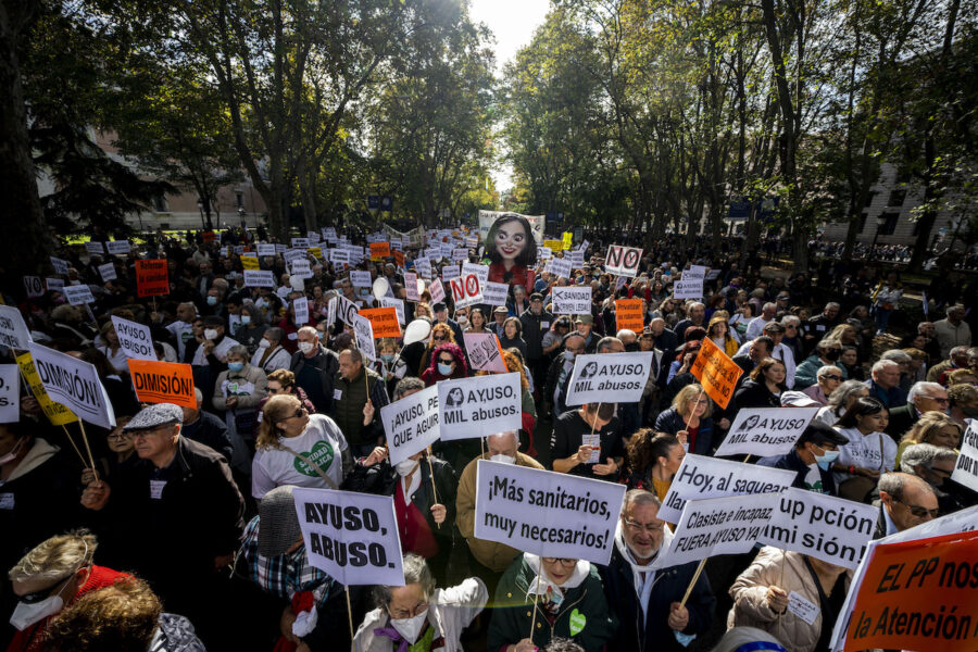 Protester i Madrid.