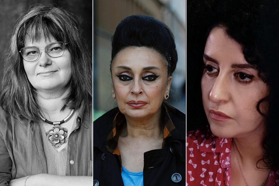 2023 års Olof Palmepristagare: Marta Chumalo, Ukraina, Eren Keskin, Turkiet och Narges Mohammadi, Iran.