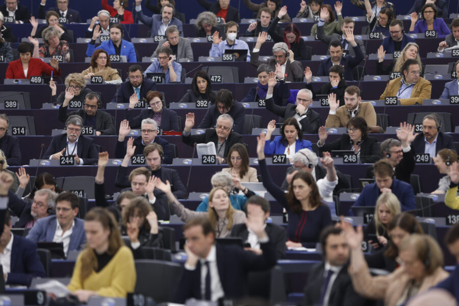 Eu-ledamöter röstar igenom Istanbulkonventionen för att förebygga och bekämpa våld mot kvinnor och våld i hemmet, onsdagen den 15 februari 2023.