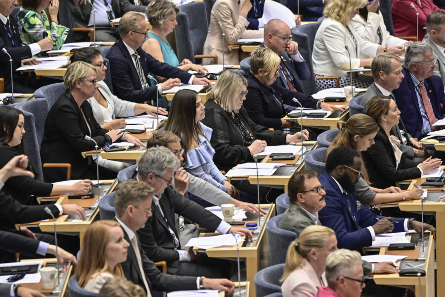 Riksdagsledamöter under omröstningen av vårbudgeten i riksdagen 22 juni 2022.