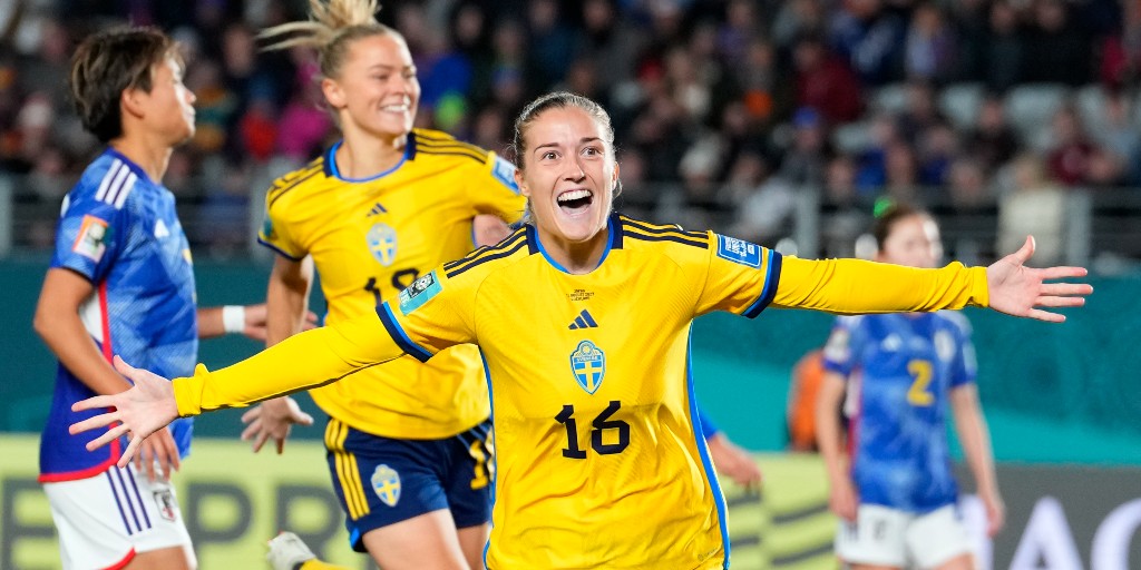 Filippa Angeldahl utökade Sveriges ledning till 2–0 mot Japan i kvartsfinalen på fredagen.