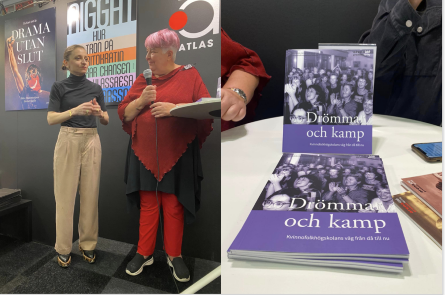 Rektor Mariya Voyvodova och Eva Nikell  presenterar Drömmar och kamp – Kvinnofolkhögskolans väg från då till nu på bokmässan i Göteborg.