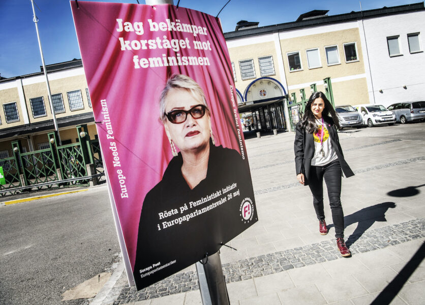 Inför EU-valet har Feminististiskt initiativ en gemensam lista med ett annat parti under namnet Värdigt Liv.