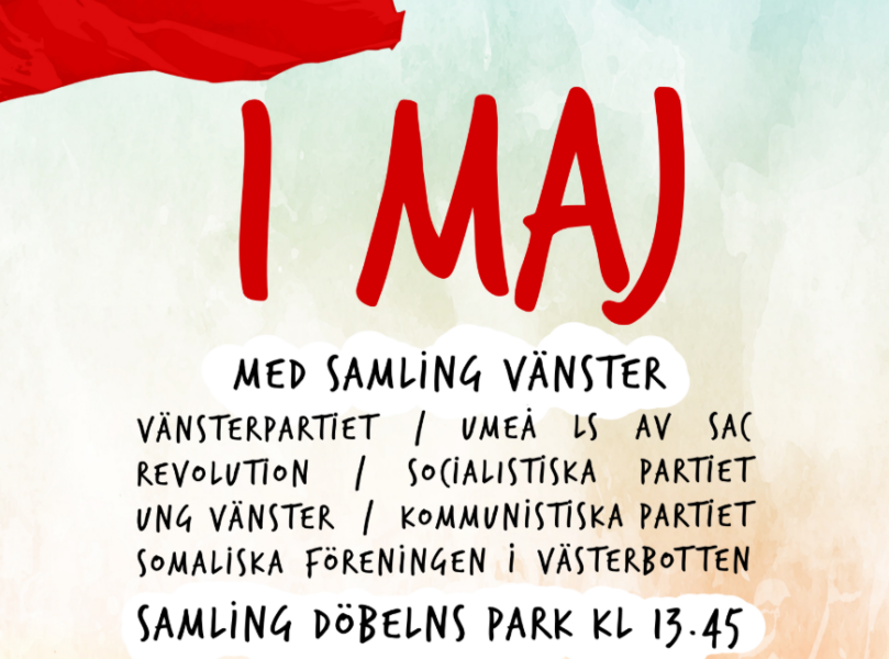 Affisch för 1 maj-demonstration i Umeå