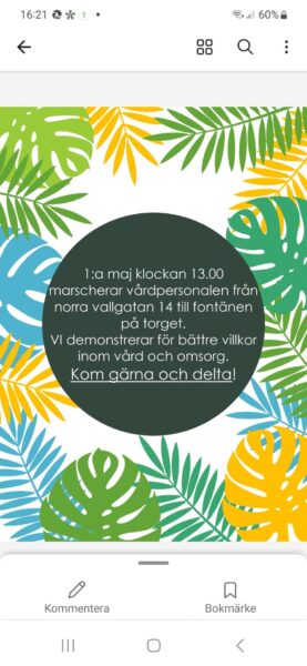 Affisch för 1 maj-demo i Varberg