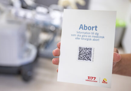 informationslapp för abort från region Skåne
