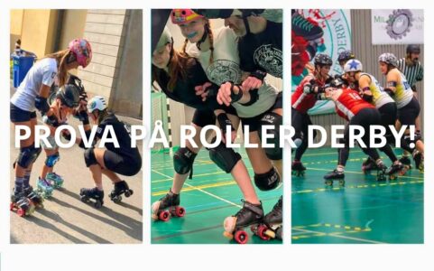 Unga tjejer, personer, i roller derby.