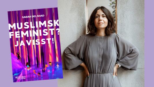 Sarah Delshad med bokomslag.