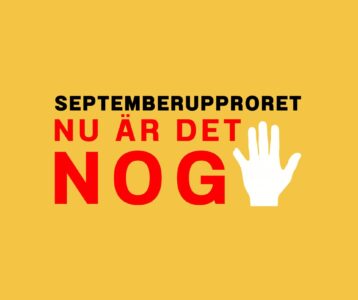 Hand på gul bakgrund för evenemang av Septemberupproret.