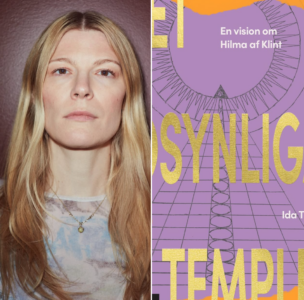 Porträtt på Ida Therén med sin bok till höger.